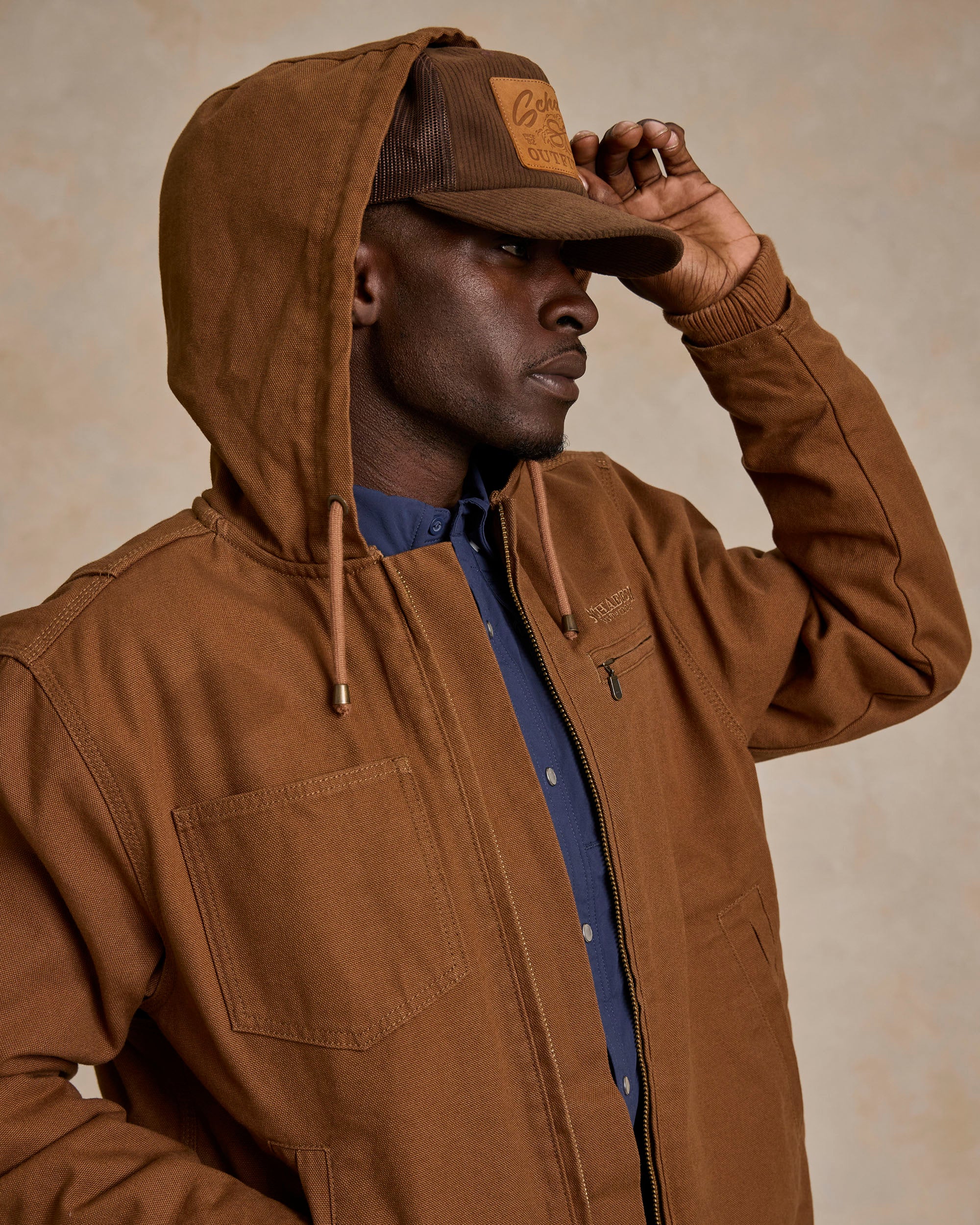 Hooded Zip Canvas Jacket - Image 4
