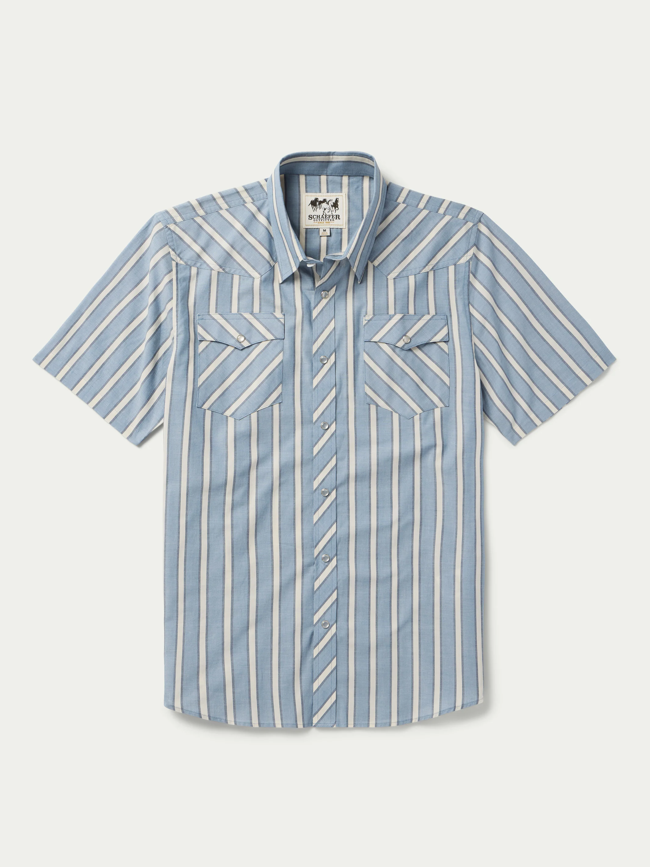 Short Sleeve Vintage Cotton Pearl Snap