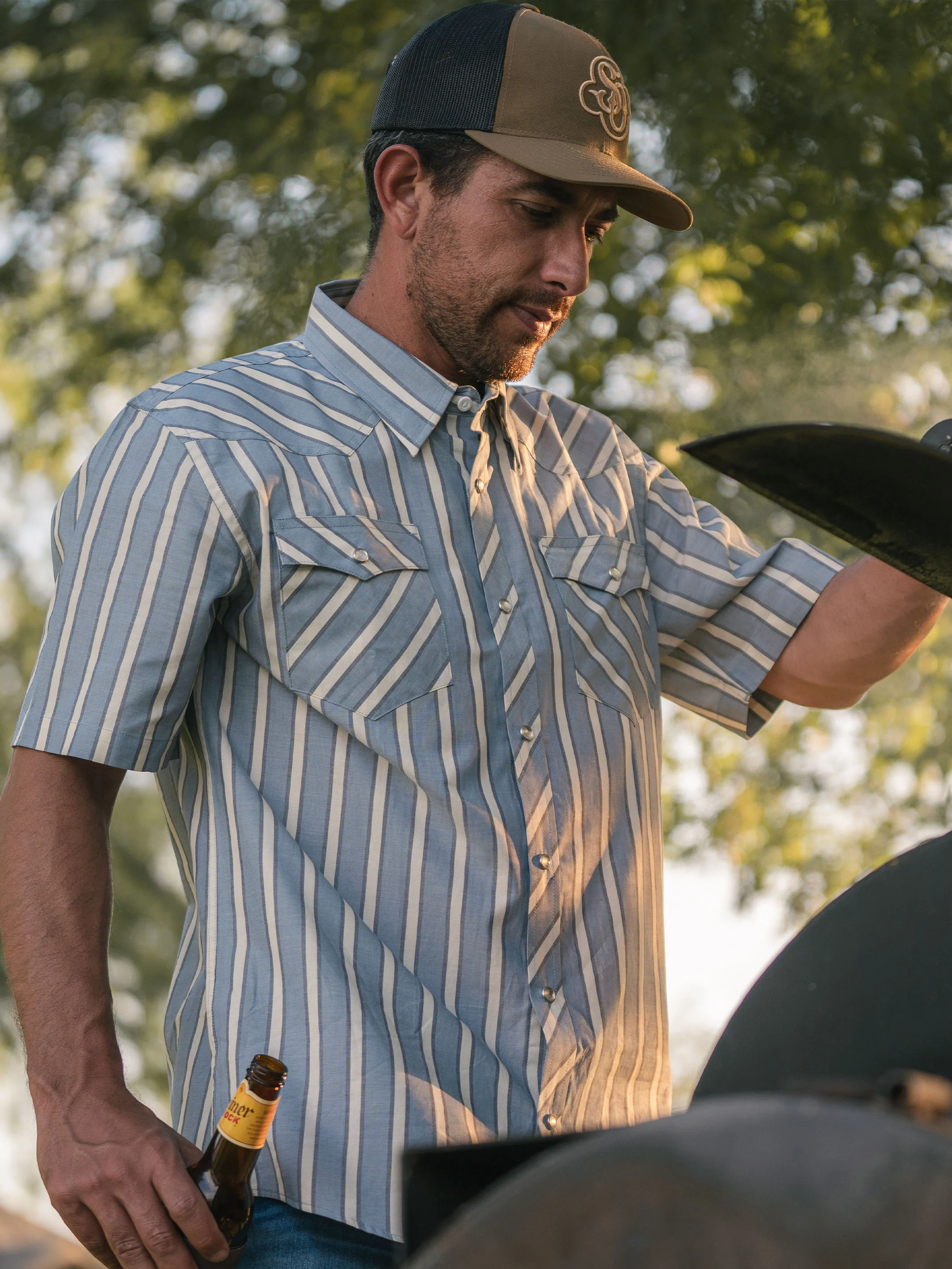 Short Sleeve Vintage Cotton Pearl Snap - Image 2