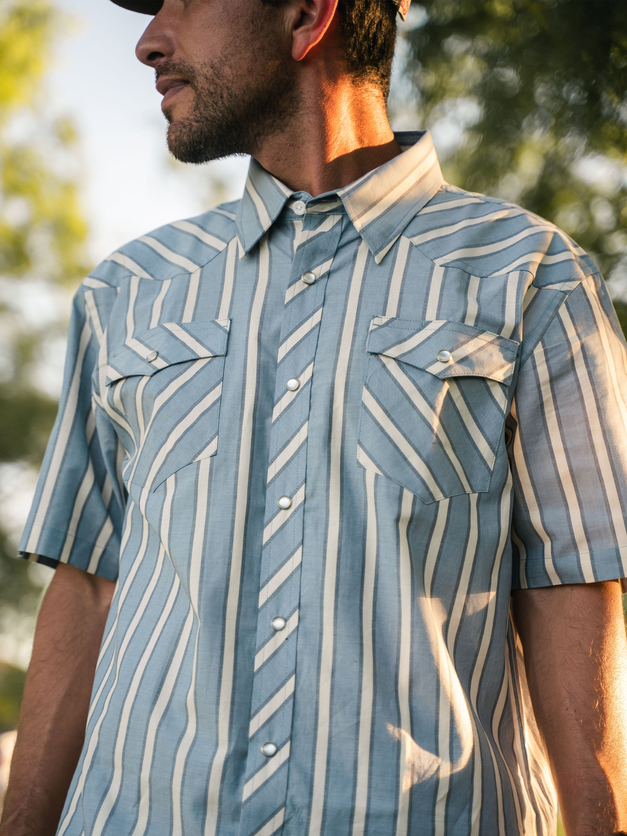 Short Sleeve Vintage Cotton Pearl Snap - Image 4