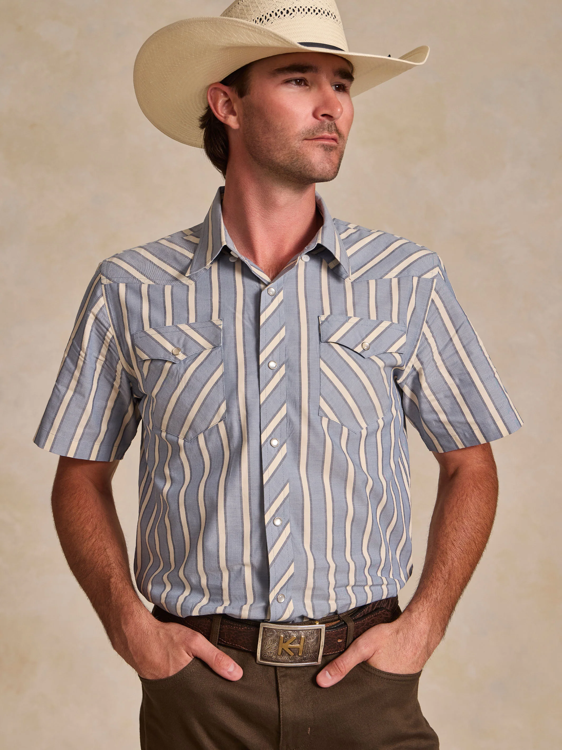 Short Sleeve Vintage Cotton Pearl Snap - Image 5