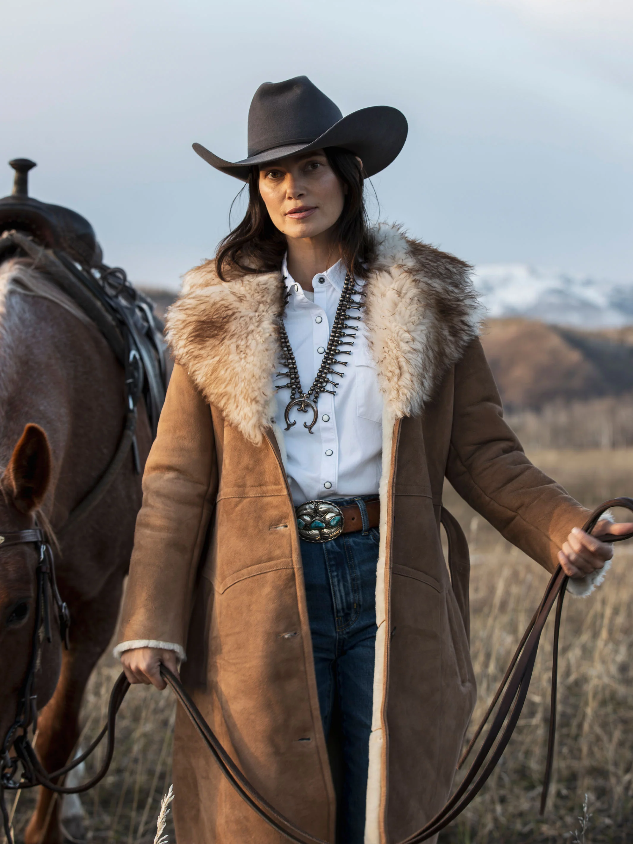 Women's Long Shearling Coat - Image 10