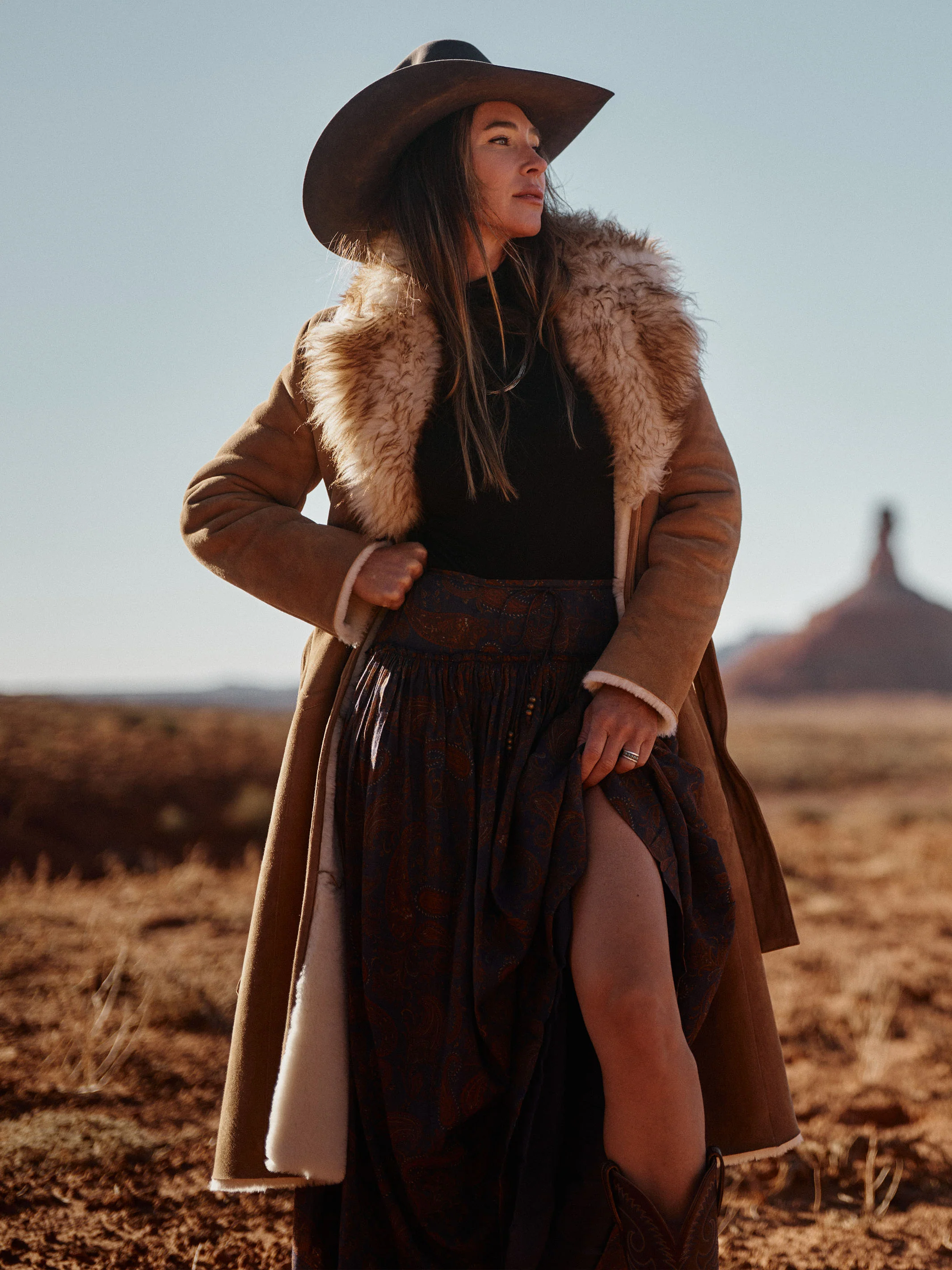Women's Long Shearling Coat - Image 3