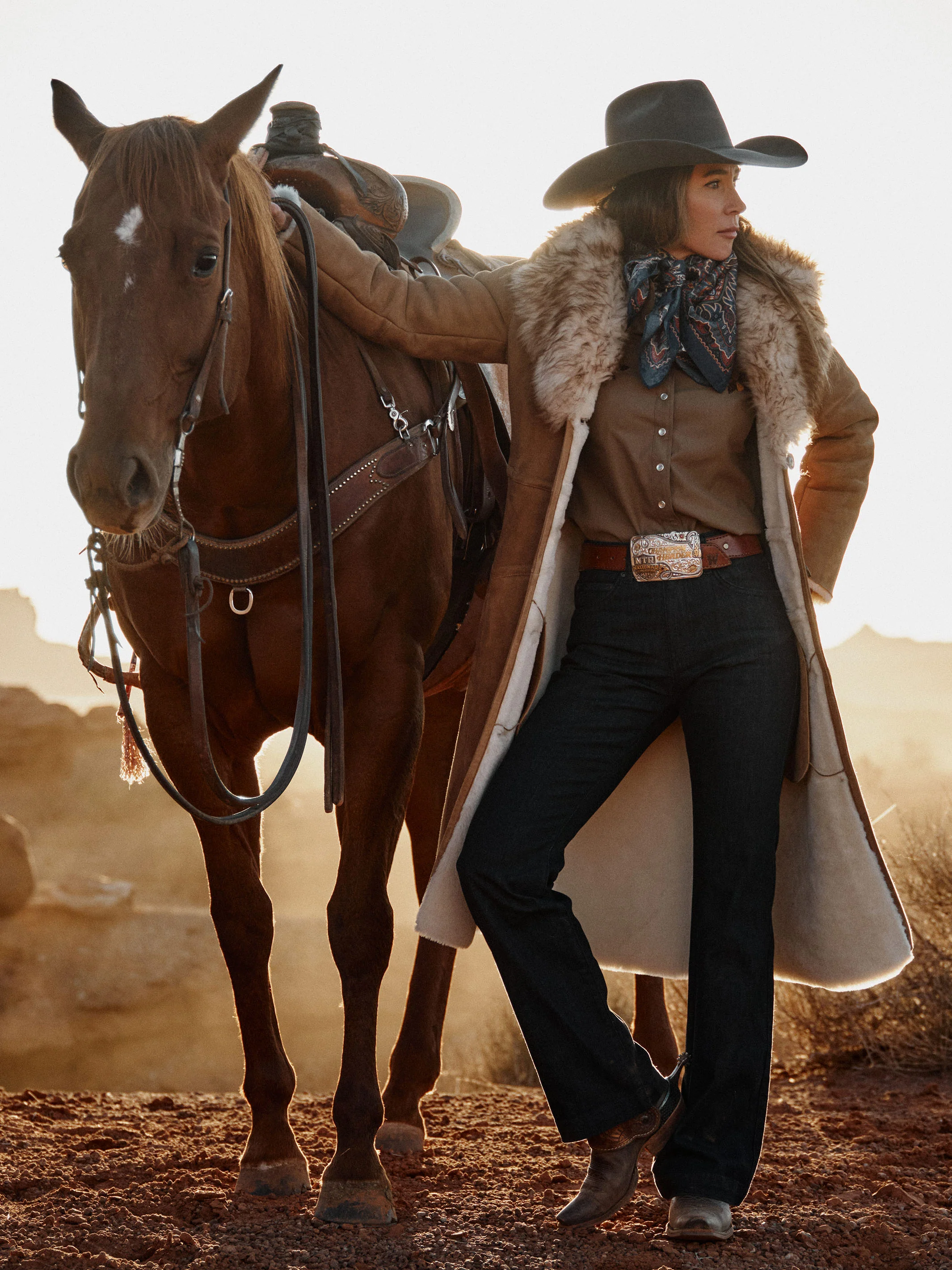 Women's Long Shearling Coat - Image 4