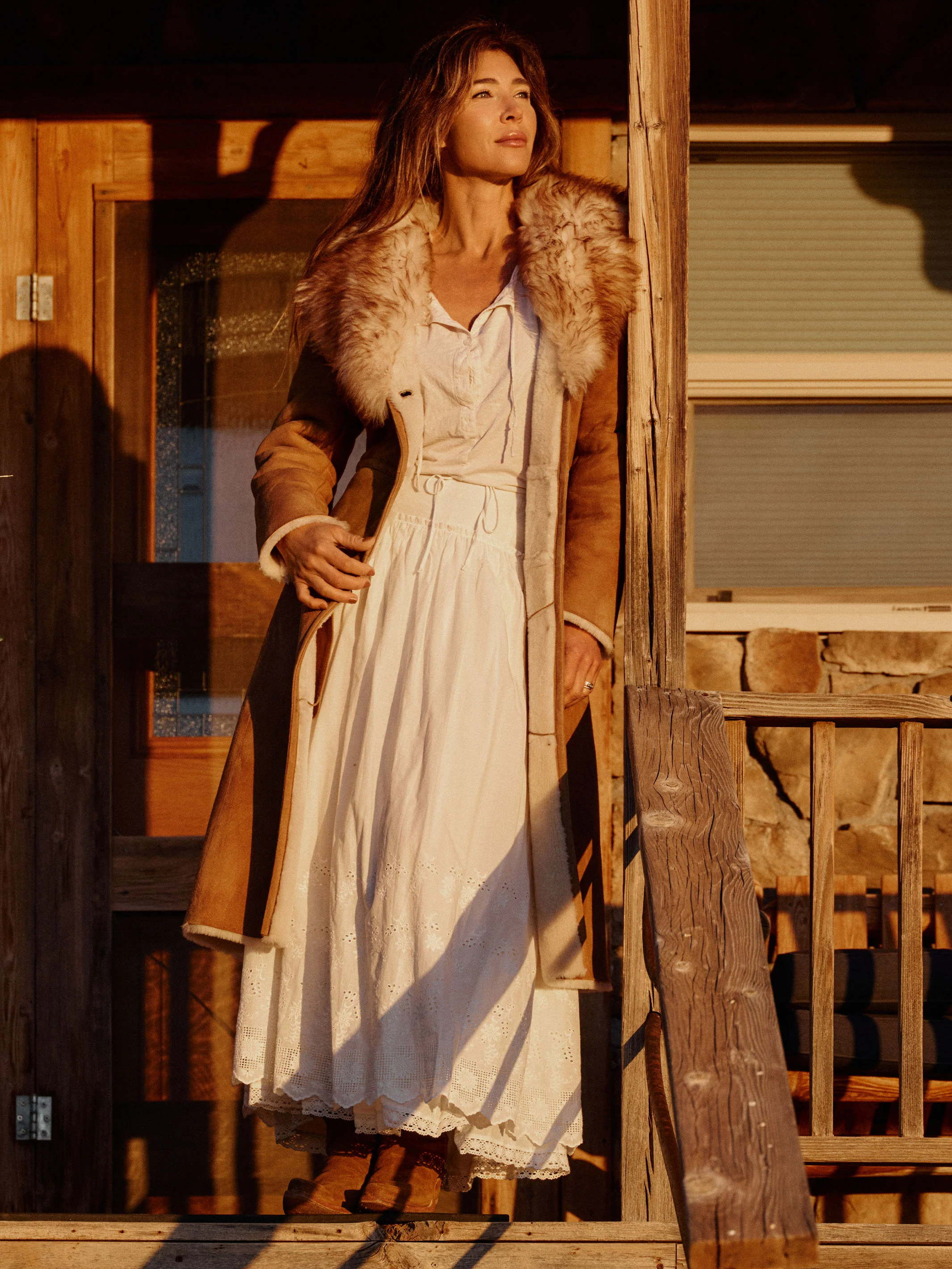 Women's Long Shearling Coat - Image 7
