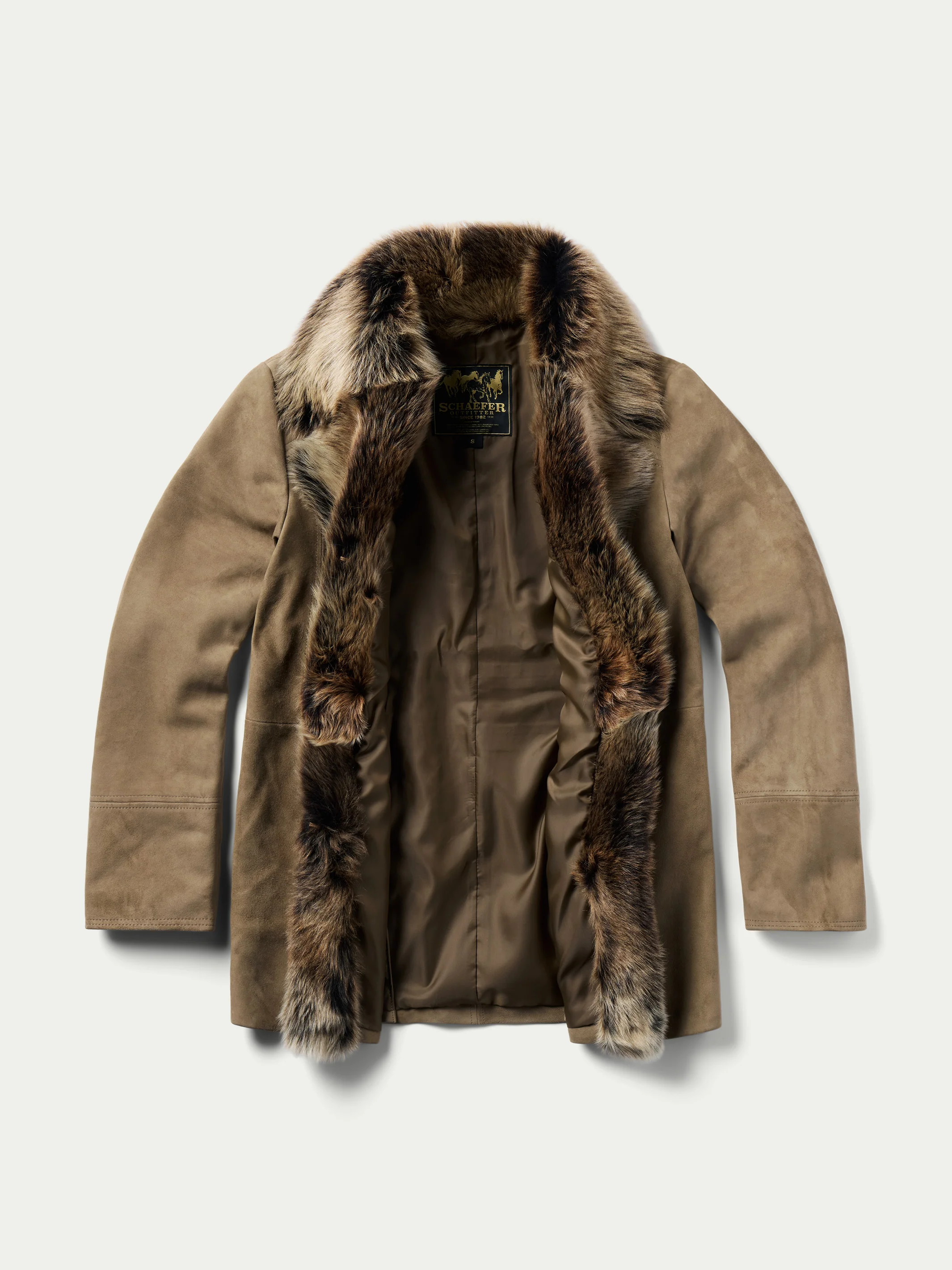Women's Suede Coat With Toscana Shearling Collar - Image 12