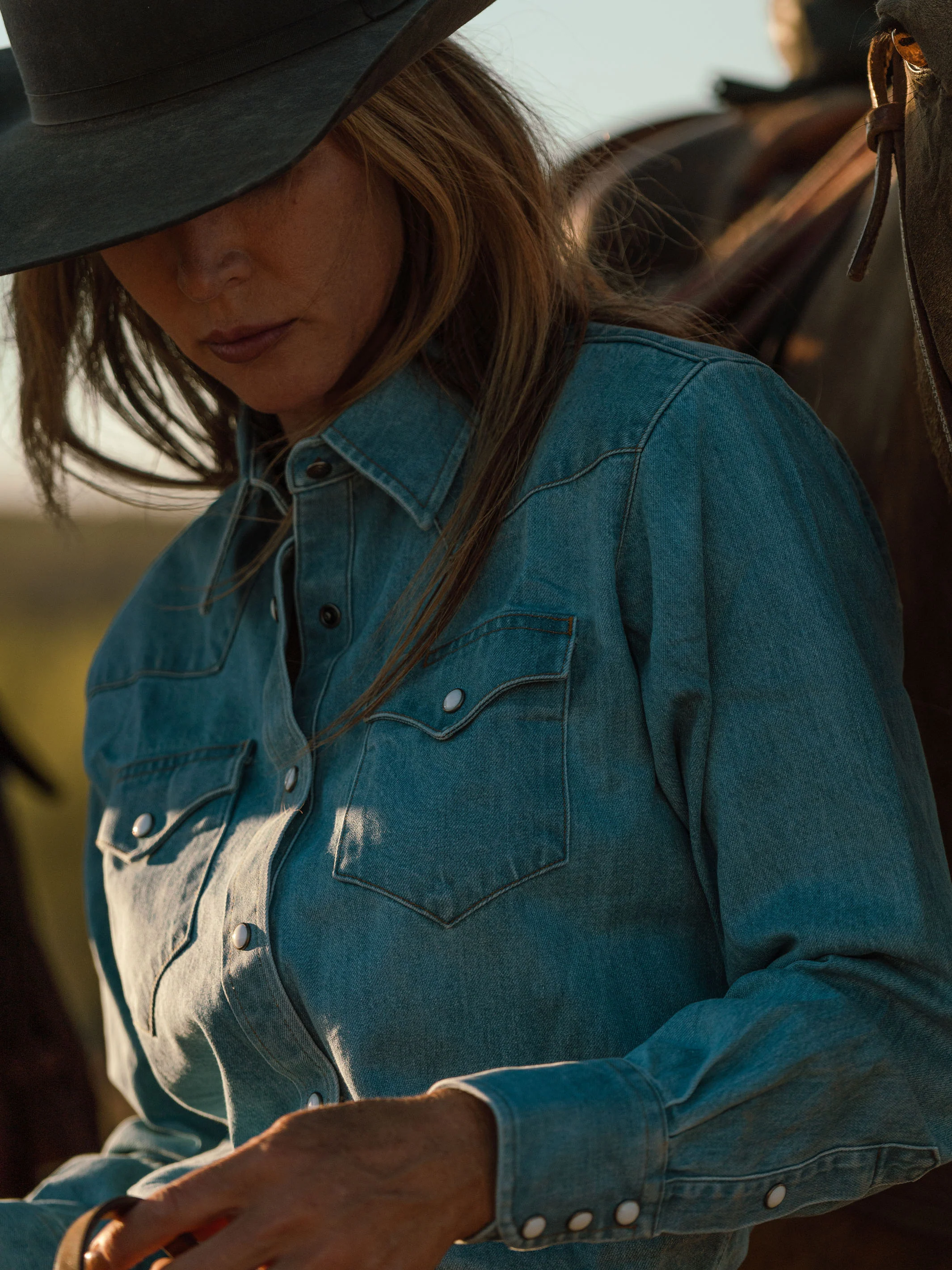 Women's Western Denim Pearl Snap - Image 10