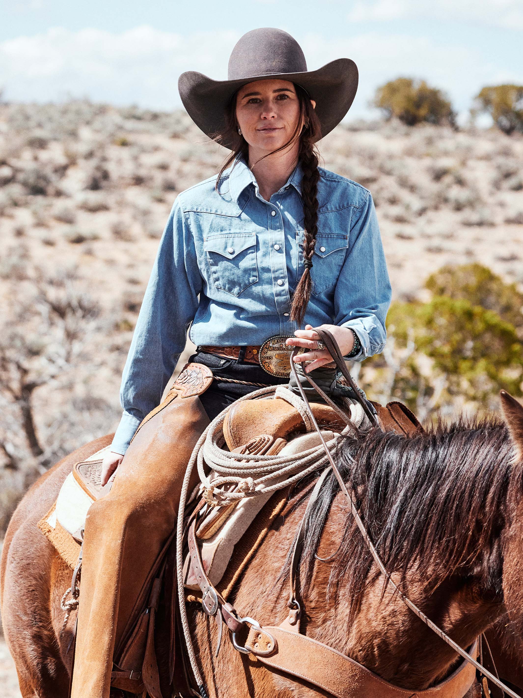 Women's Western Denim Pearl Snap - Image 4
