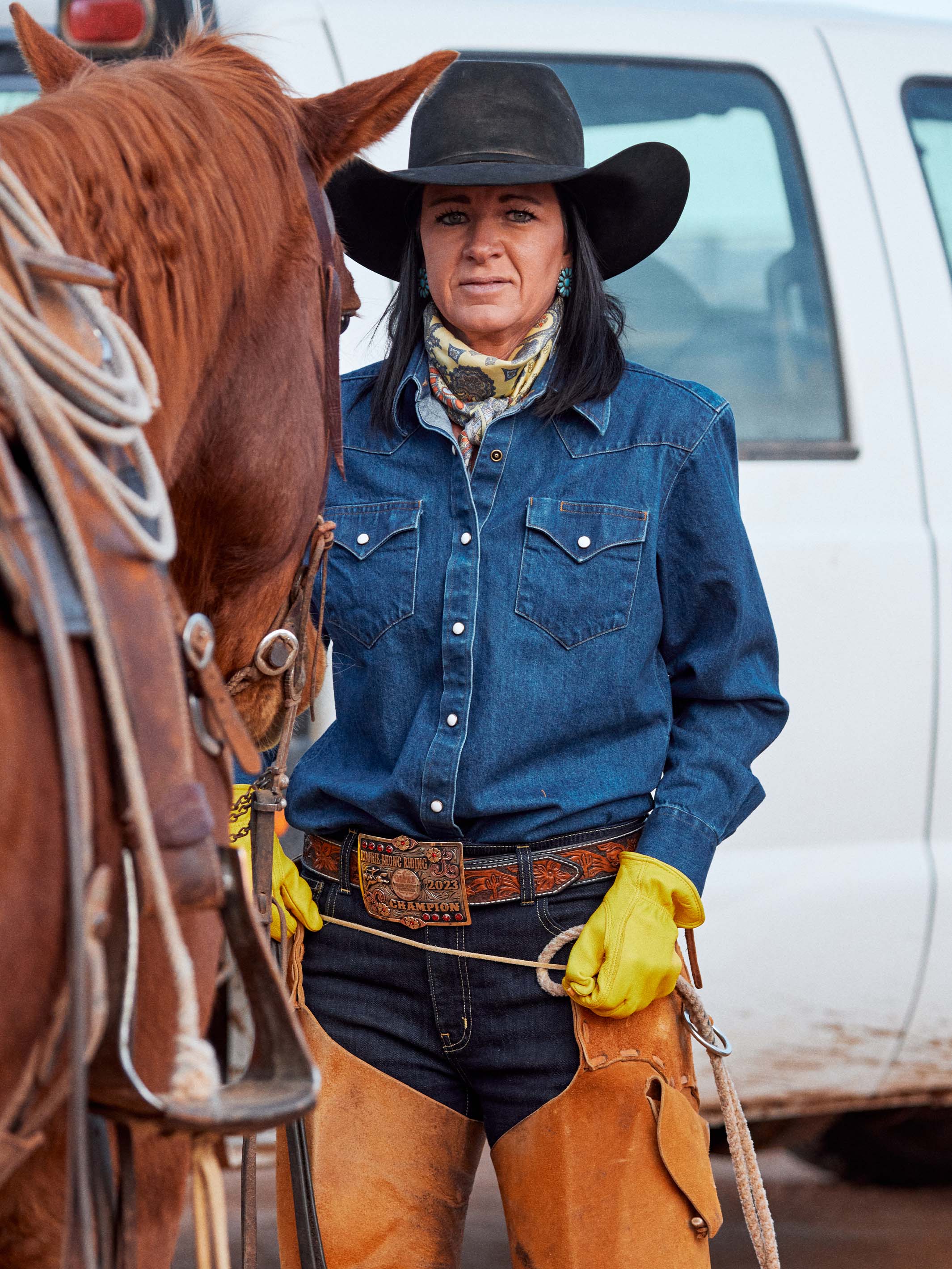 Women's Western Denim Pearl Snap - Image 5