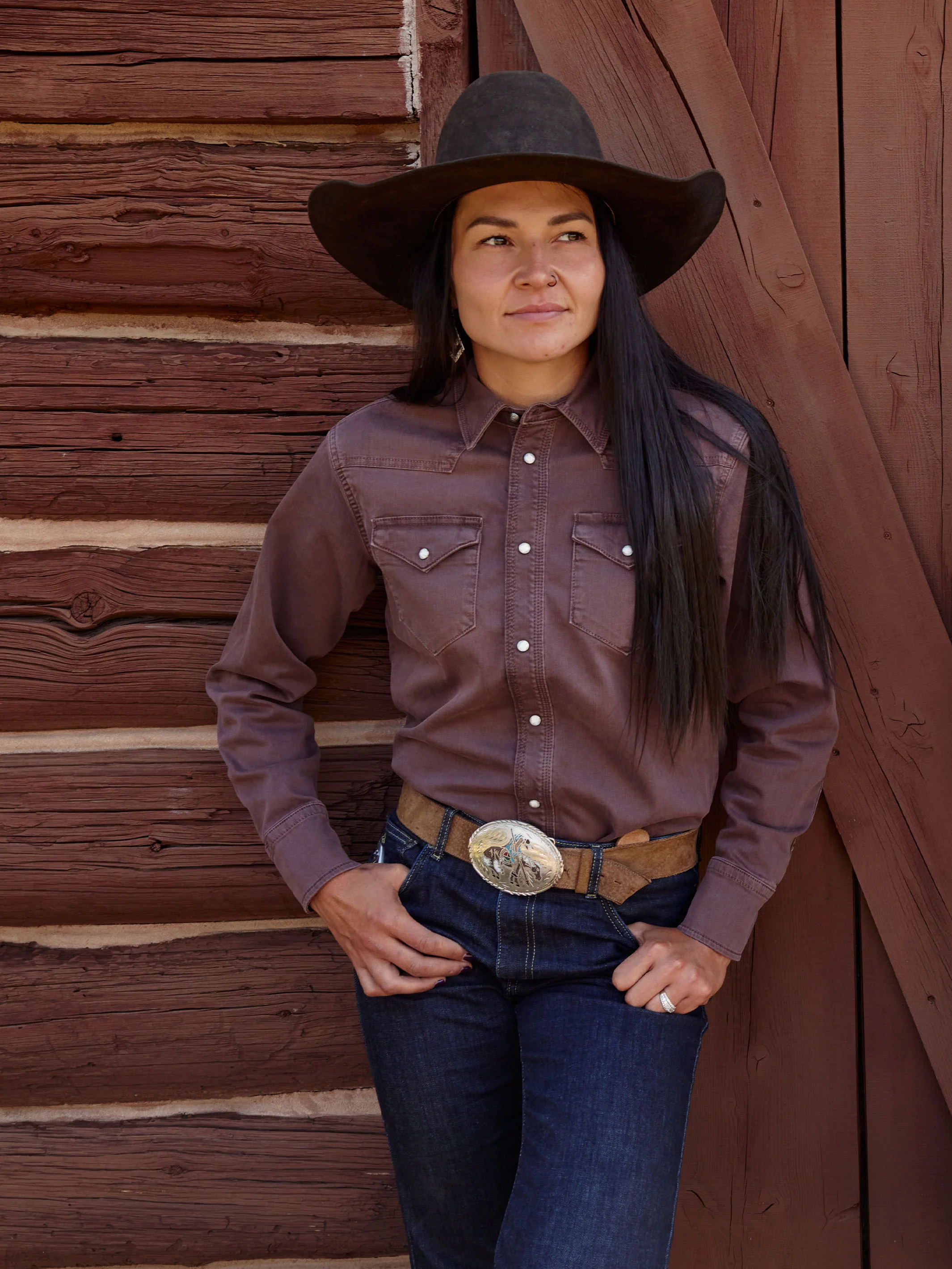 Women's Western Denim Snap Shirt - Image 5