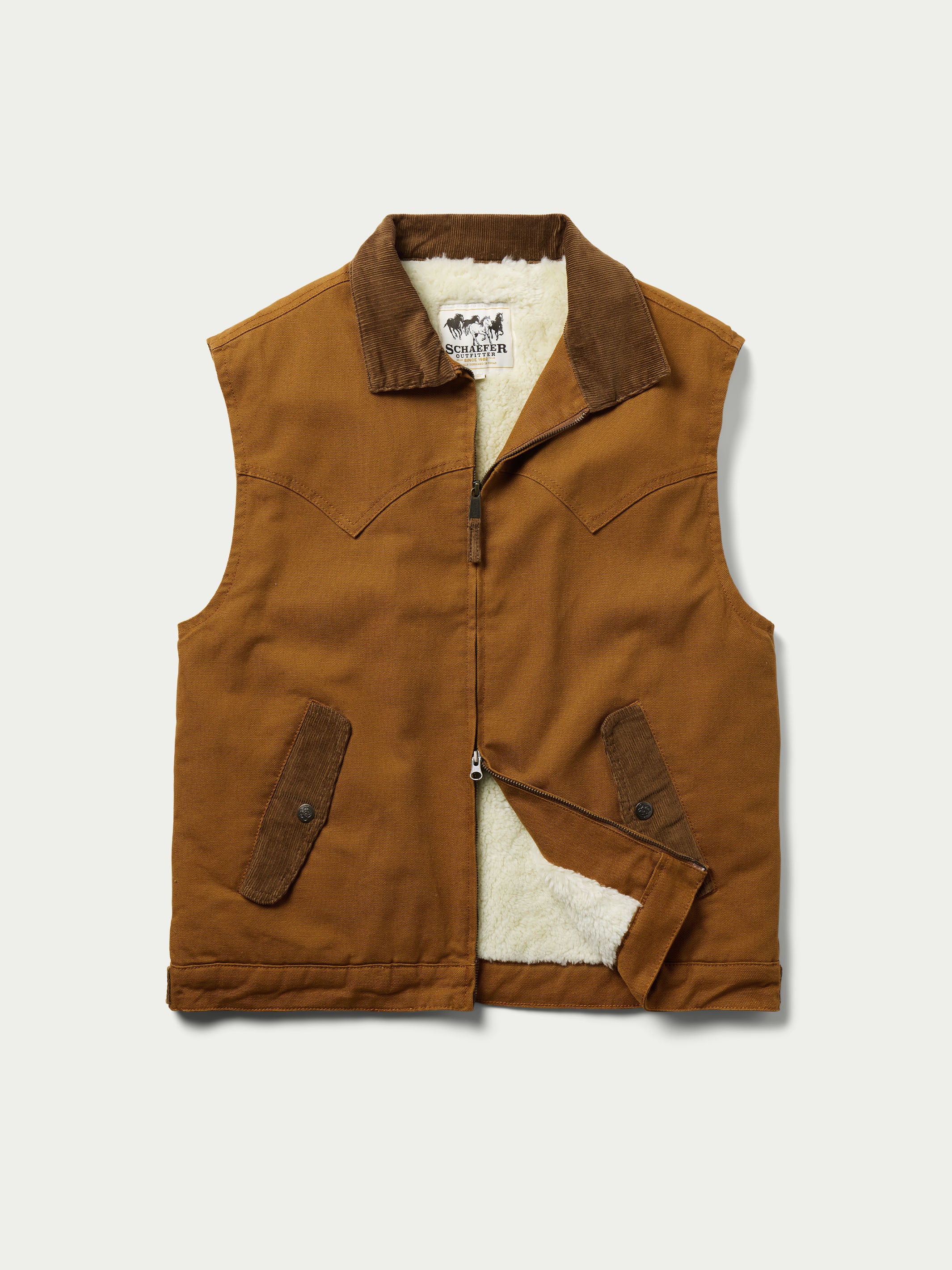 Zip Canvas Vest With Sherpa Lining - Image 4